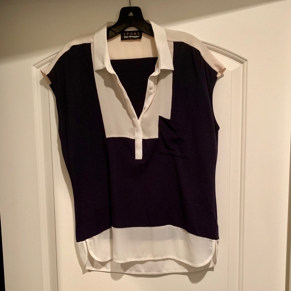 The Kooples Short Sleeve Partial Button Down Top